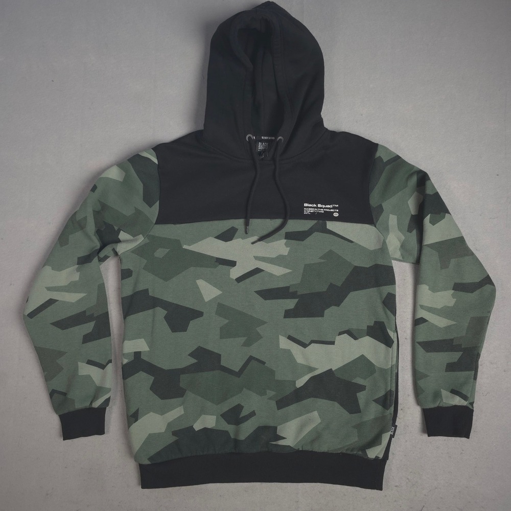 Black Squad Camo Hoodie Pullover Sweatshirt Casual‎ Streetwear Mens Size L